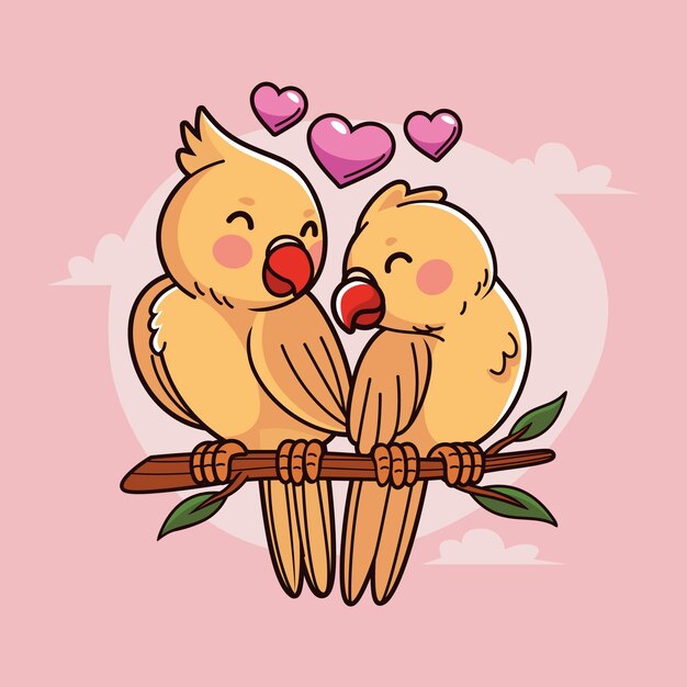 Personajes dibujados a mano en la ilustración de dibujos animados de amor
