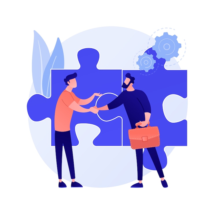Vector gratuito personajes de dibujos animados de compañeros de trabajo. colaboración efectiva, cooperación de compañeros de trabajo, trabajo en equipo. compañeros discutiendo la solución. interacción exitosa.