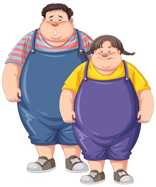 Vector gratuito personajes de dibujos animados de pareja gorda