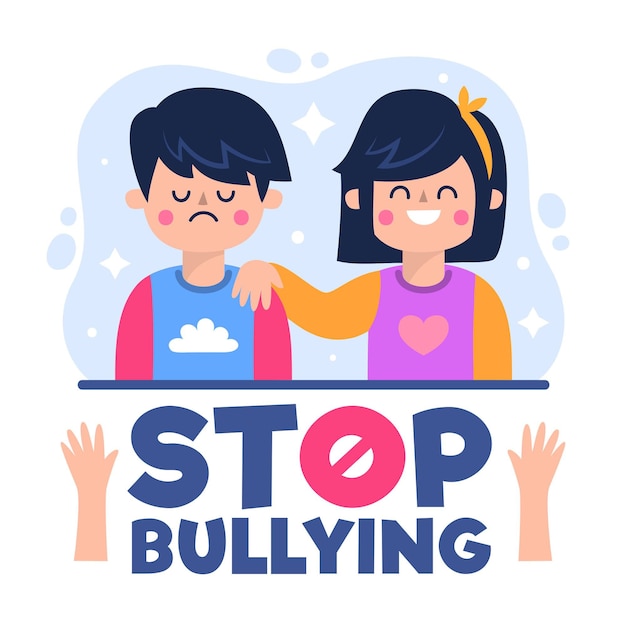 Personajes de dibujos animados que presentan el concepto de stop bullying |  Vector Gratis