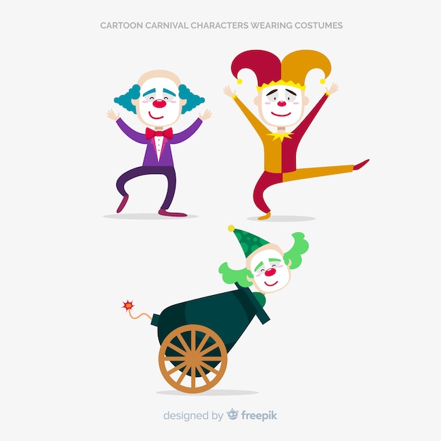 Vector gratuito personajes de dibujos disfrazados en carnaval