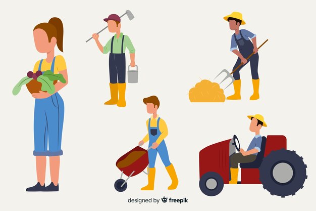 Personajes de diseño plano trabajadores agrícolas