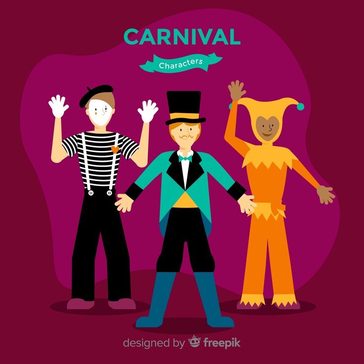 Vector gratuito personajes disfrazados en carnaval