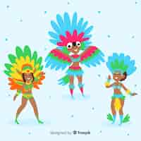 Vector gratuito personajes disfrazados en carnaval