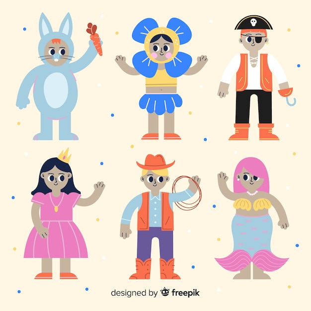 Vector gratuito personajes disfrazados en carnaval