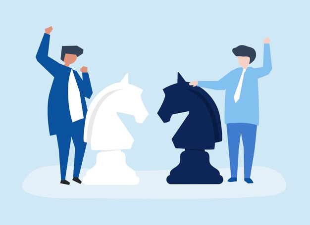 Personajes de dos hombres de negocios jugando a la ilustración de ajedrez