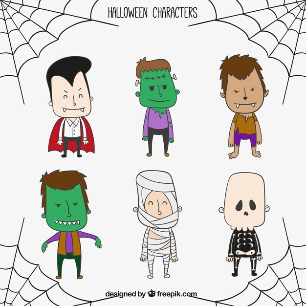 Personajes esbozados de halloween