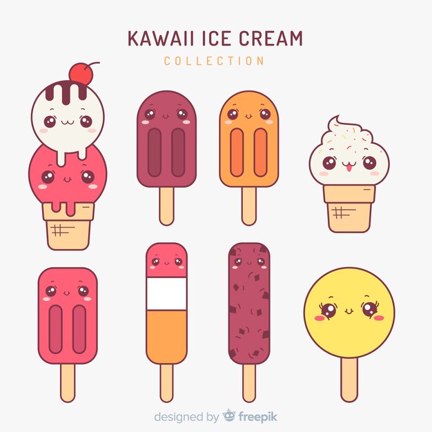 Personajes de helado Kawaii