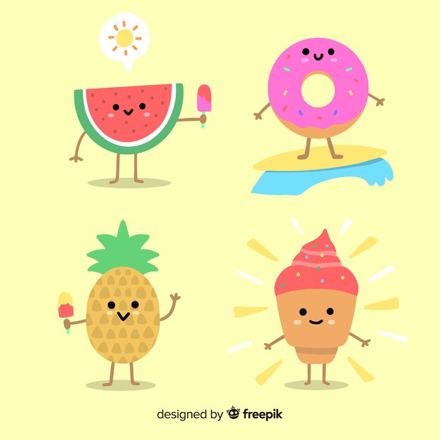 Personajes de helado Kawaii