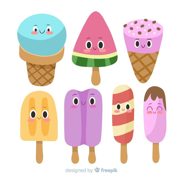 Personajes kawaii de helado