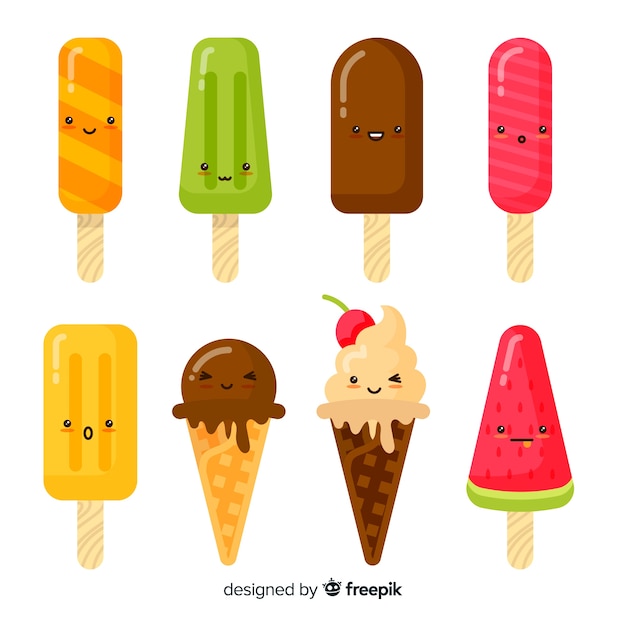 Personajes kawaii de helado