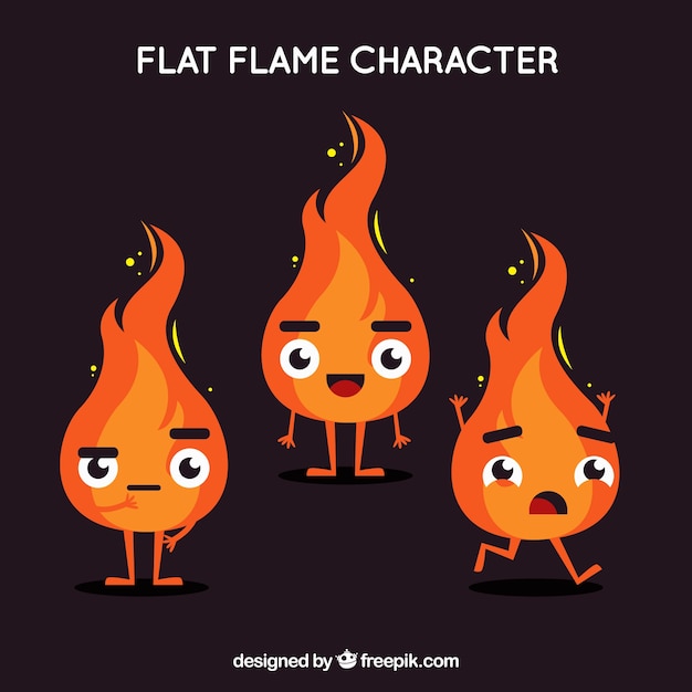 Personajes de llamas en diseño plano