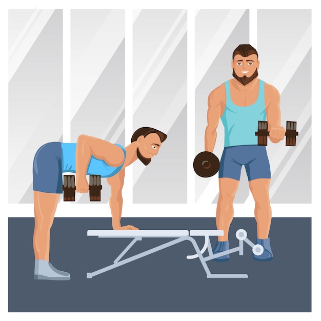 Vector gratuito personajes masculinos haciendo ilustración de fitness