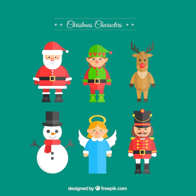 Personajes de Navidad en diseño plano