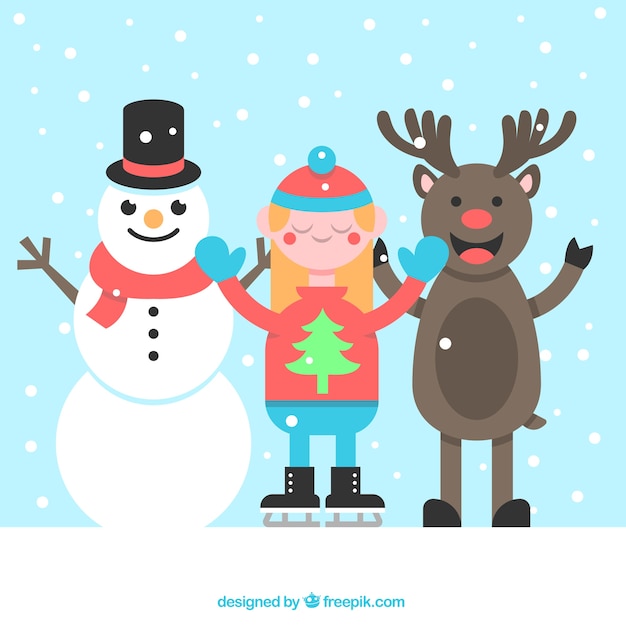 Vector gratuito personajes de navidad felices