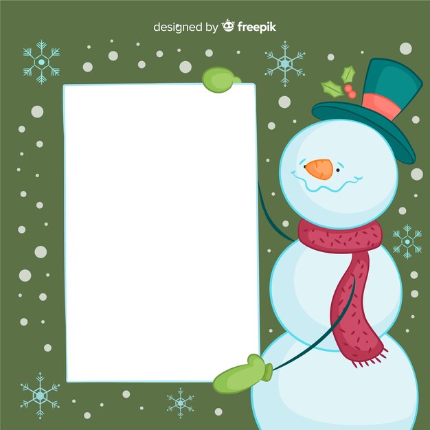 Personajes de navidad con una tarjeta blanca