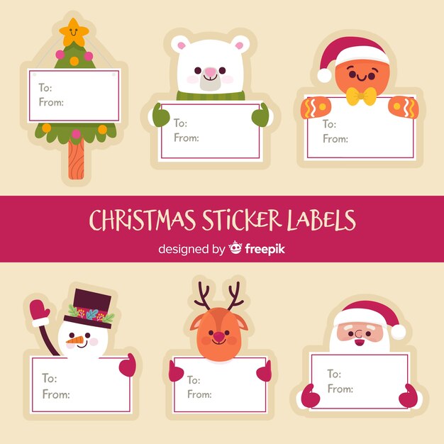 Personajes de navidad con una tarjeta