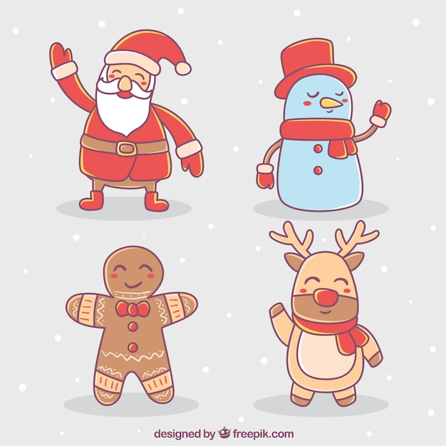 Personajes navideños con estilo a mano