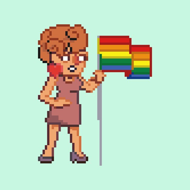 Personajes de orgullo en estilo píxel.