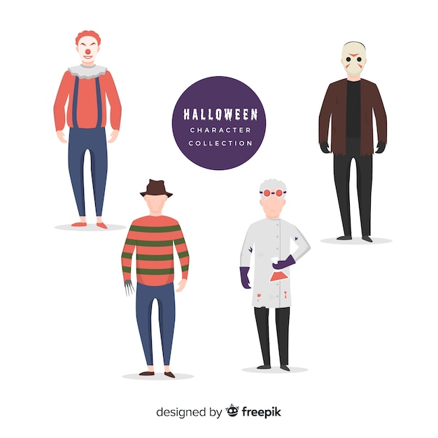 Vector gratuito personajes de películas de terror para halloween