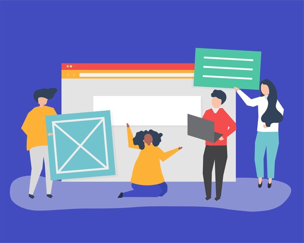 Personajes de personas con ilustración de iconos de sitio web