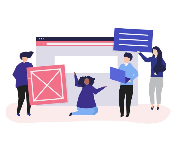 Personajes de personas con ilustración de iconos de sitio web
