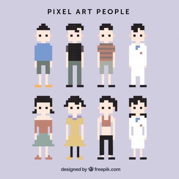 Vector gratuito personajes pixelados