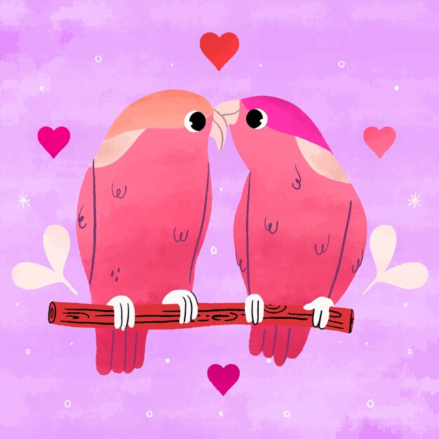 Personajes planos en la ilustración de dibujos animados de amor