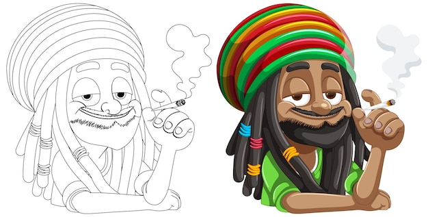 Vector gratuito personajes rastafari disfrutando de un cigarrillo