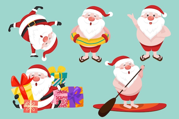 Personajes de Santa Claus en varias poses y escenas.