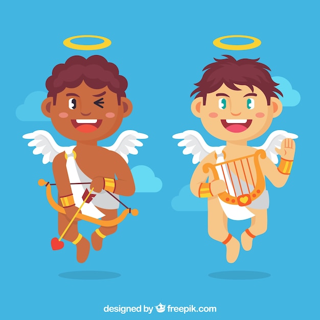 Vector gratuito personajes simpáticos de cupido