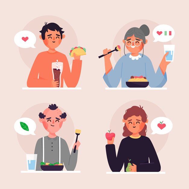 Personas con alimentos