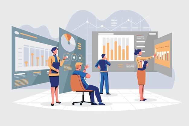 Personas analizando tablas de crecimiento