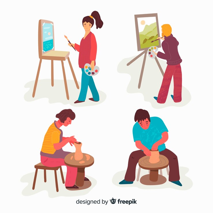Vector gratuito personas artísticas