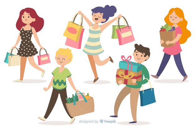 Personas cargando bolsas de la compra.
