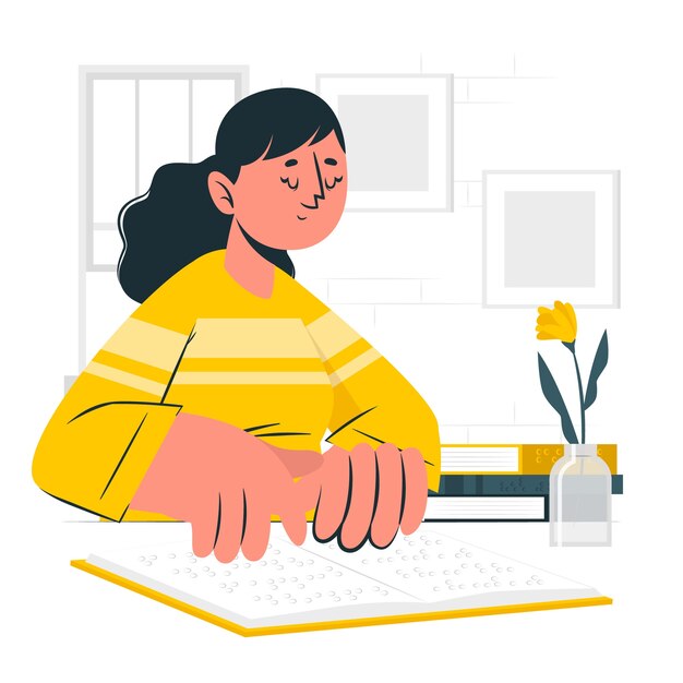 Personas ciegas leyendo ilustración del concepto braile