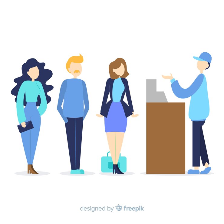 Vector gratuito personas en la cola esperando pagar