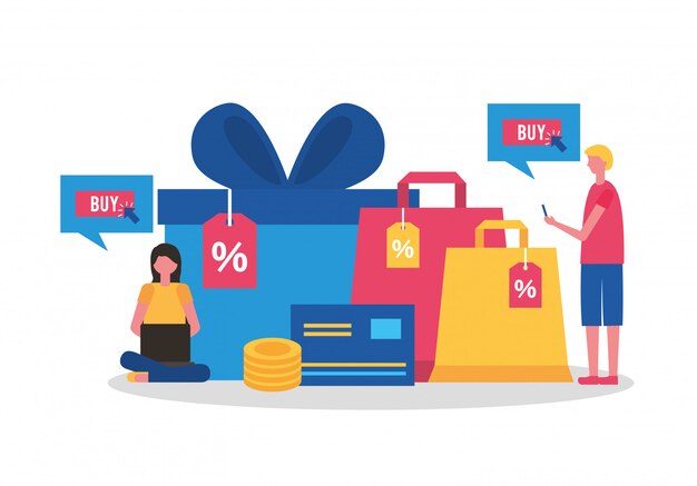 Personas comprando en línea