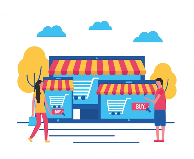 Vector gratuito personas comprando en línea