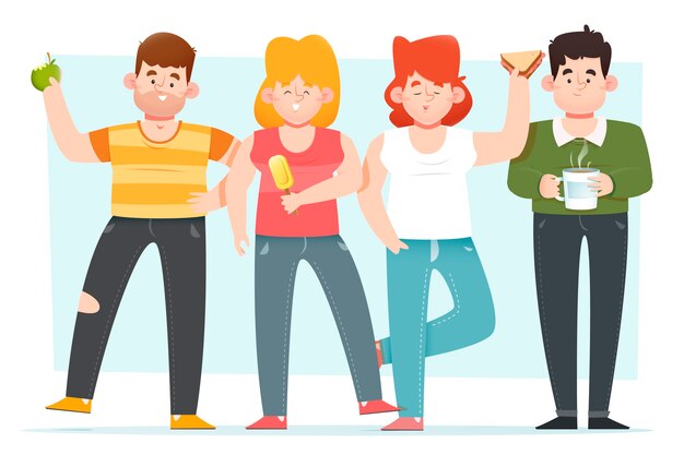 Personas con concepto de ilustración de comida