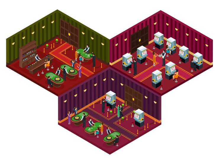 Vector gratuito personas en concepto isométrico de casino