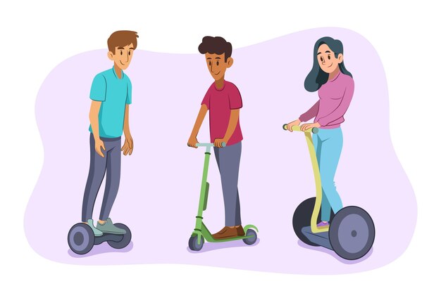 Personas conduciendo transporte eléctrico