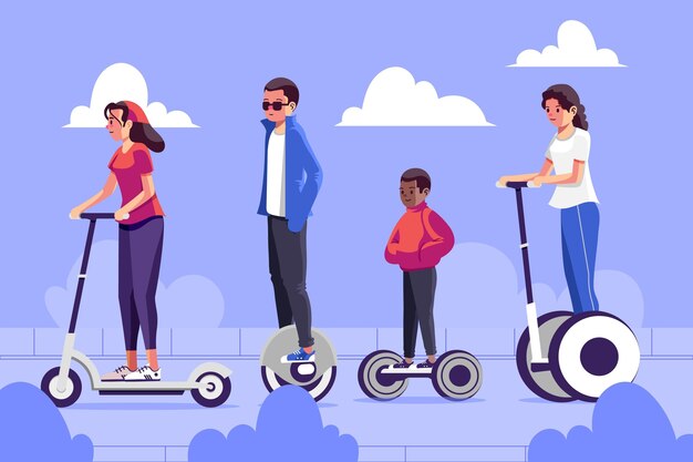 Personas conduciendo transporte eléctrico