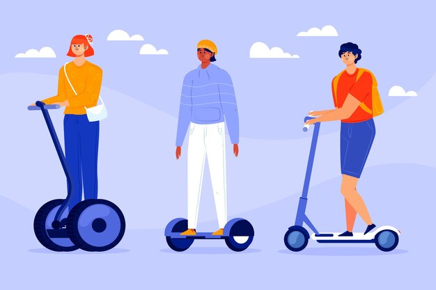 Personas conduciendo transporte eléctrico