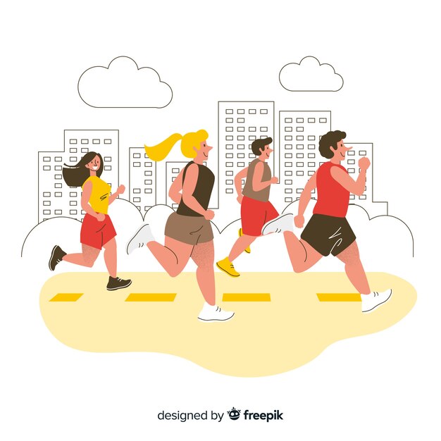 Personas corriendo en una maratón