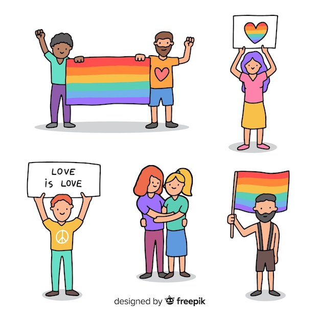 Vector gratuito personas en el día del orgullo