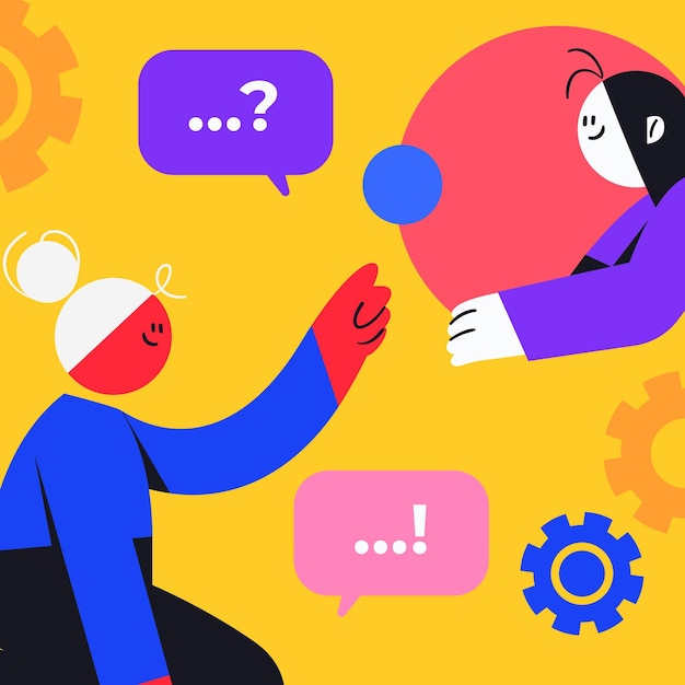 Personas dibujadas a mano comunicándose