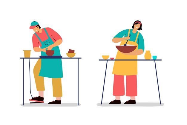 Personas dibujadas a mano haciendo diferentes actividades.