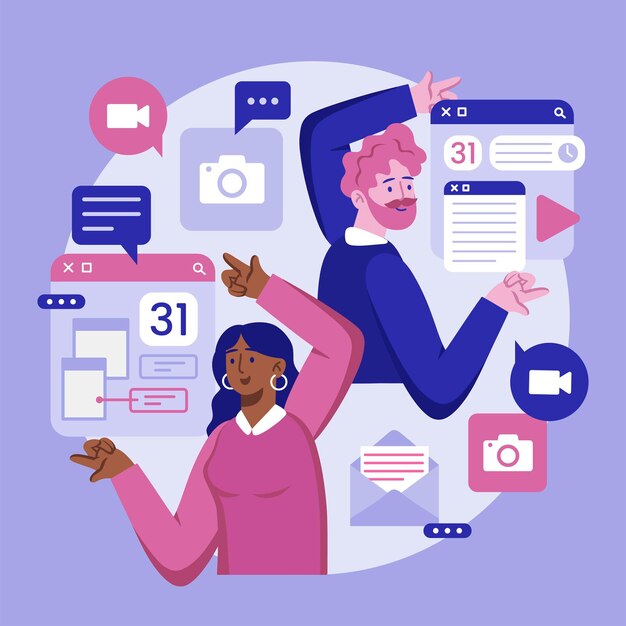 Personas dibujadas a mano recolectando datos de negocios.