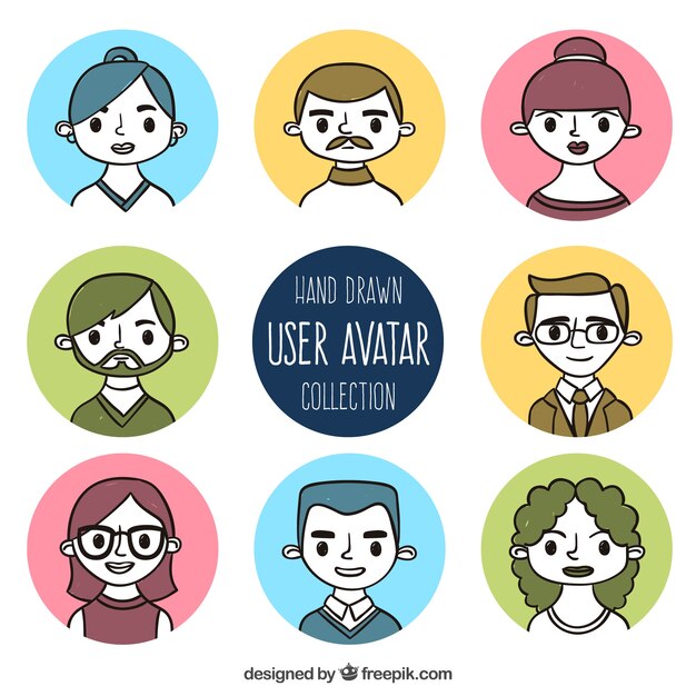 personas dibujados a mano los avatares divertidos